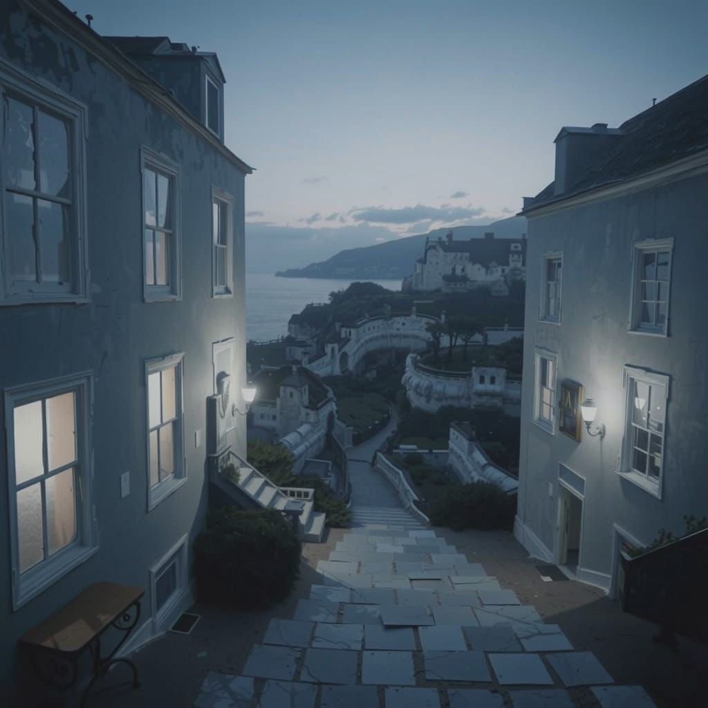 Surreal Endless Corridor in a Hauntingly Empty Liminal Space