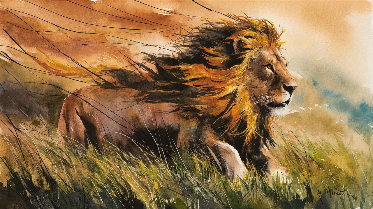 Painting lion