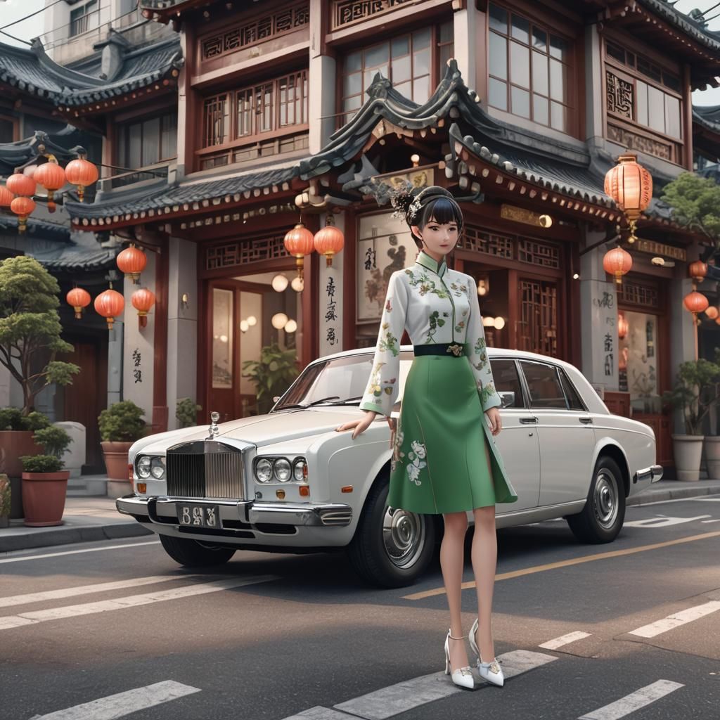 Elegant Woman in Qipao on Gu Yun Street