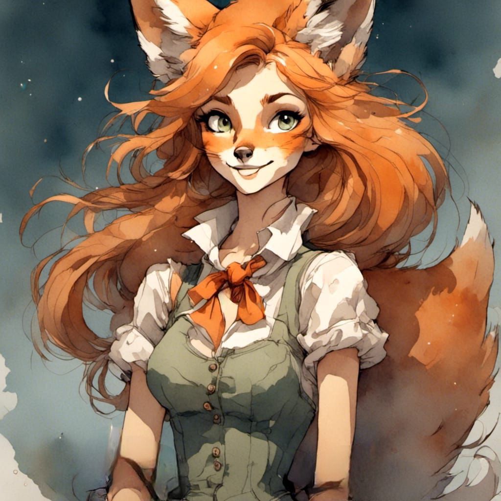 Fox-girl VIXEN (she doesn't realize  she has fox face again....