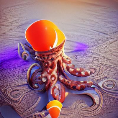 Traffic cone, Octopus, relisium, colorful, orange, white, sp...