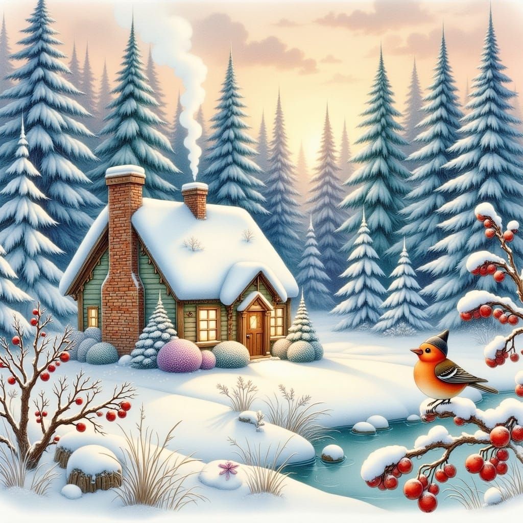 <lora:Winter Forrest:1.0>