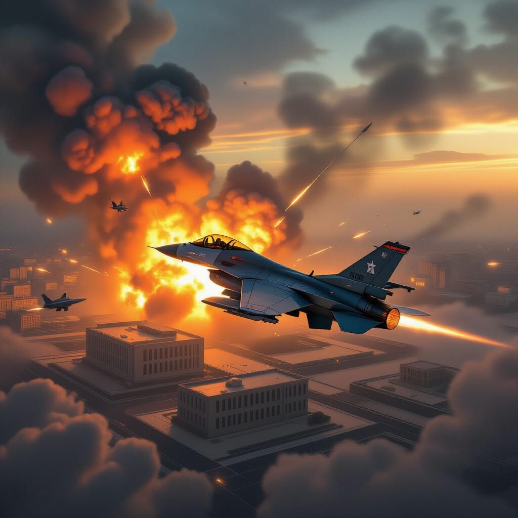 Israeli Fighter Jet Bombing Iranian Government Building