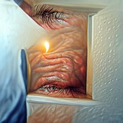 Blind person’s first glimpse of light hyperrealism