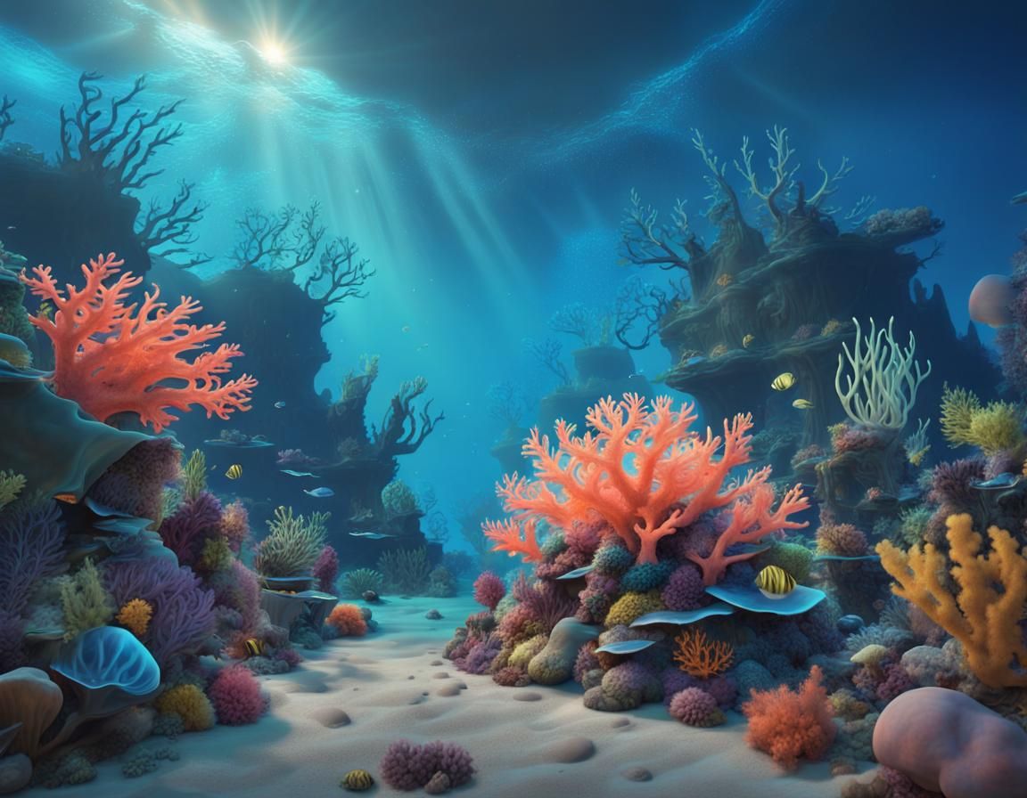 Bioluminescent Coral Reef Fantasy Seascape