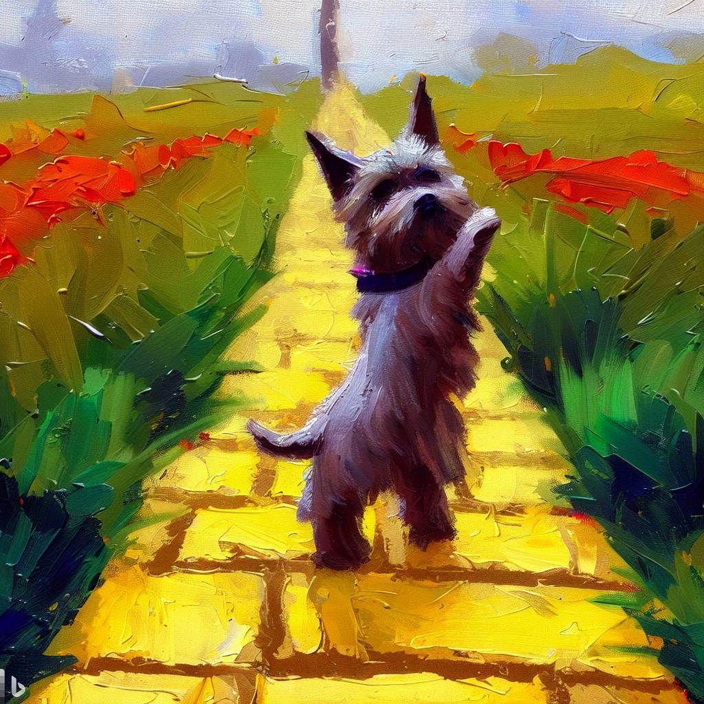 Toto plays in the Poppy Field