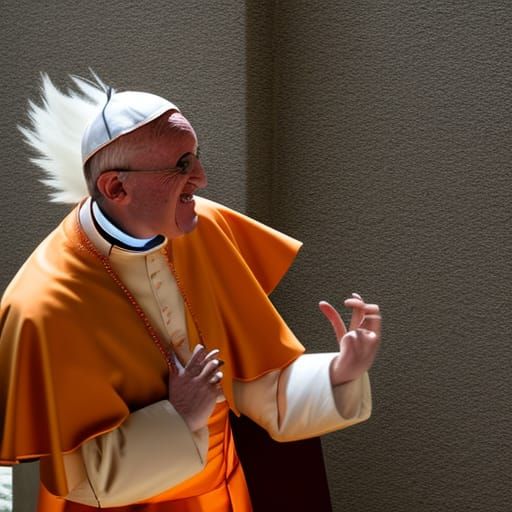 a photo of the pope imitating goku