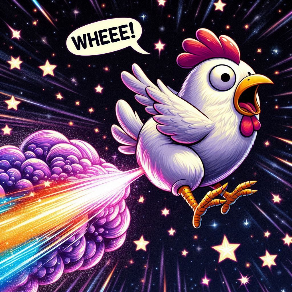 A chicken farting and accelerate like a rocket fly to the sky 17