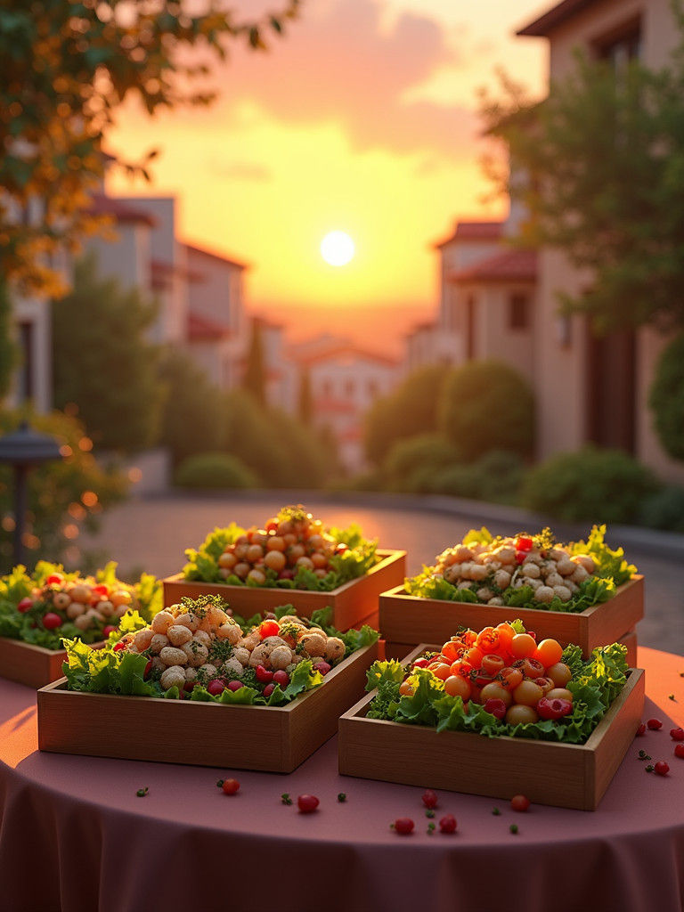 Elegant Sabbath Salad Boxes in Sunset Hues