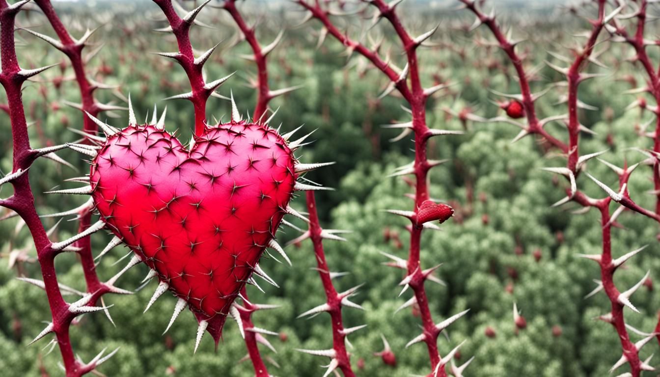 thorny heart. Giving beauty forgiveness thorny heartGiving