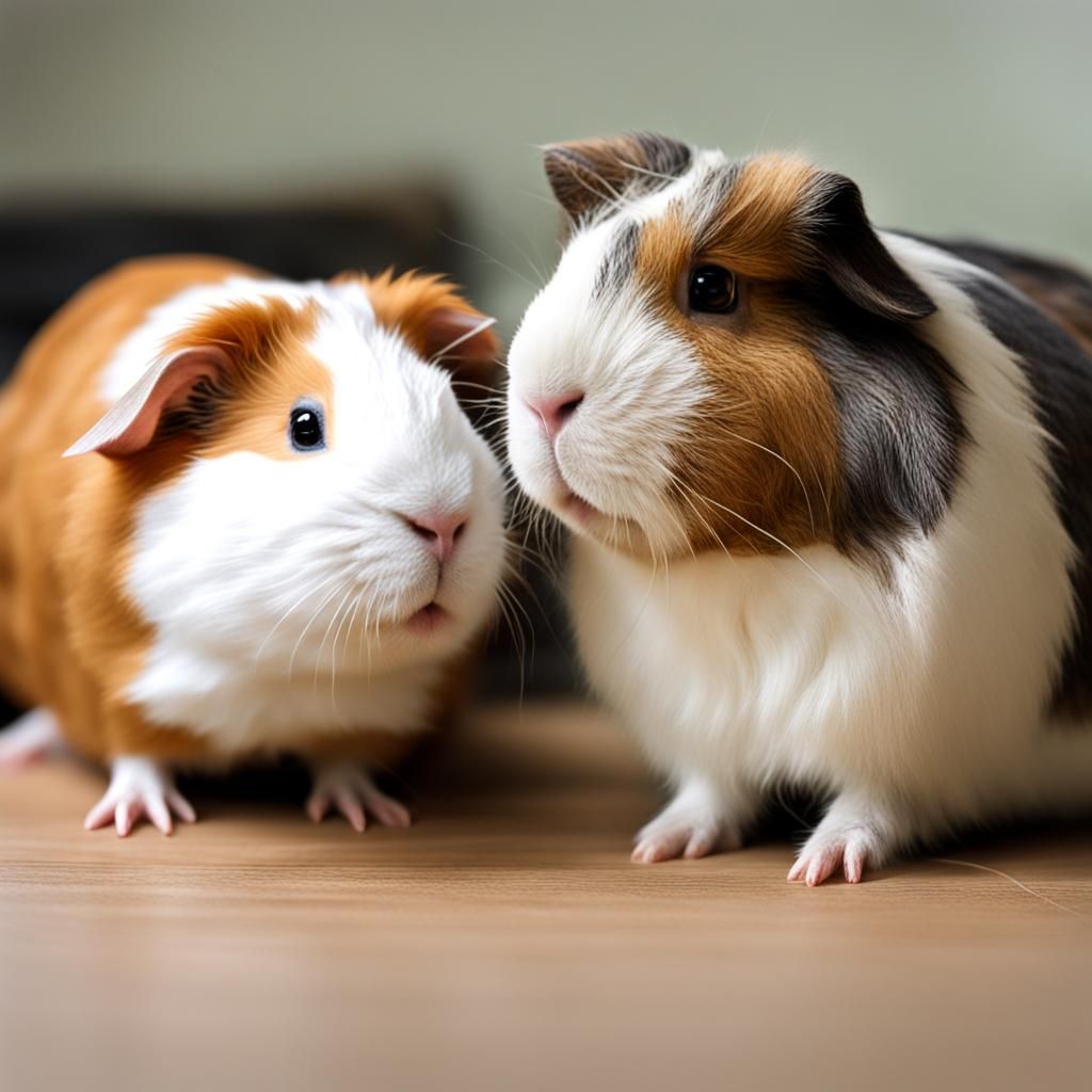 Staring contest of  Guinea pig against rabbit