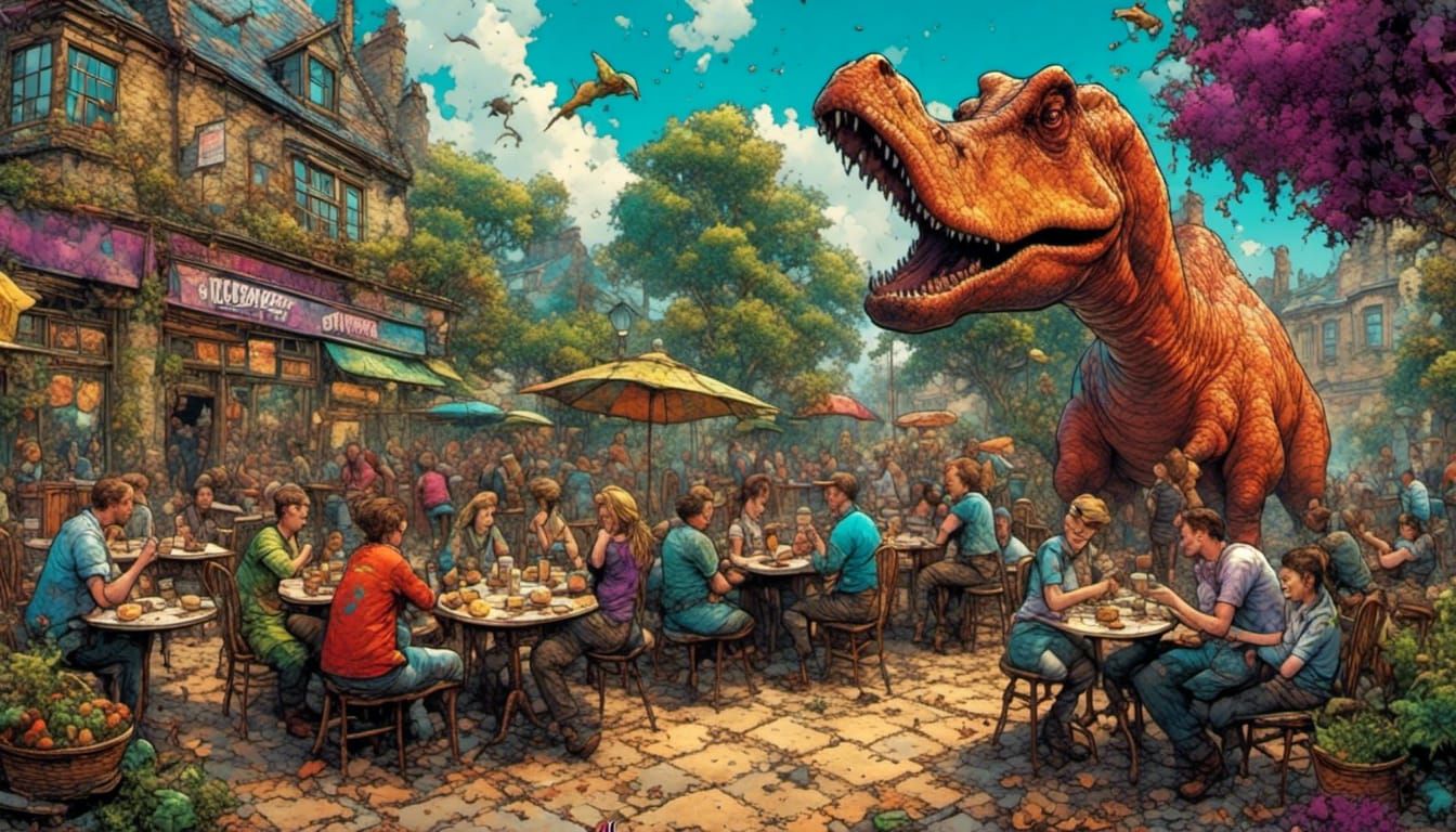 Dinosaur café - AI Generated Artwork - NightCafe Creator