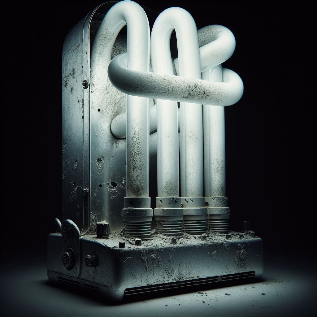 💡⚙️🔩🏭🥶 Neon Light: A weathered, industrial-style lamp, i...