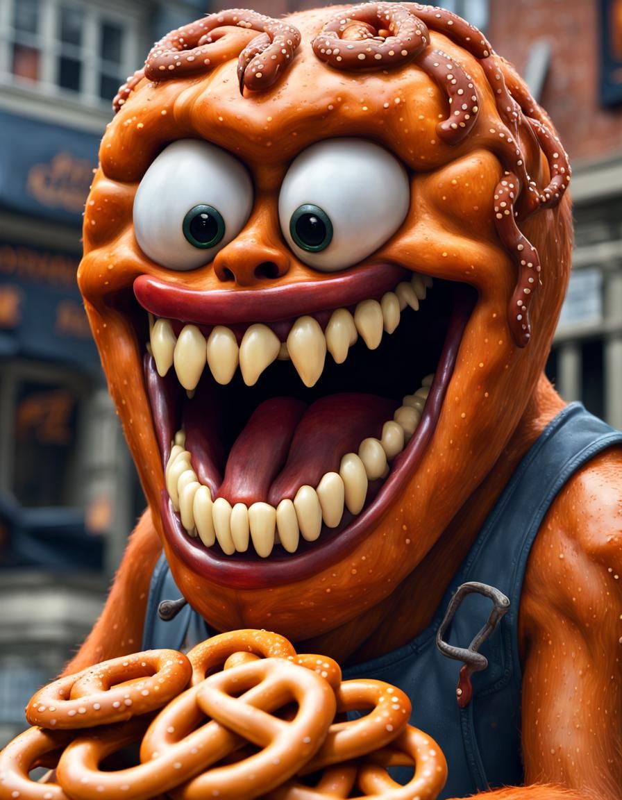 Mr Pretzel eating pretzels - AI Generated Artwork - NightCafe Creator