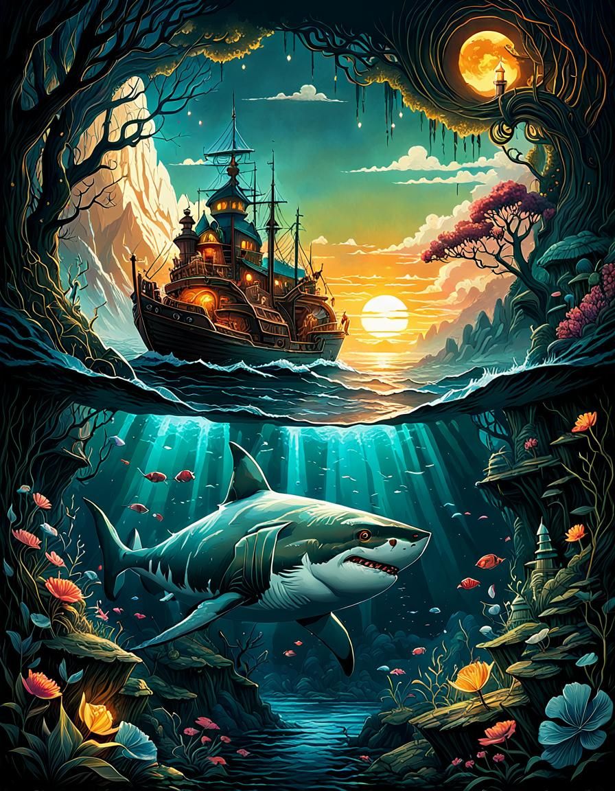 What lurks beneath 🦈  by @Vixsin