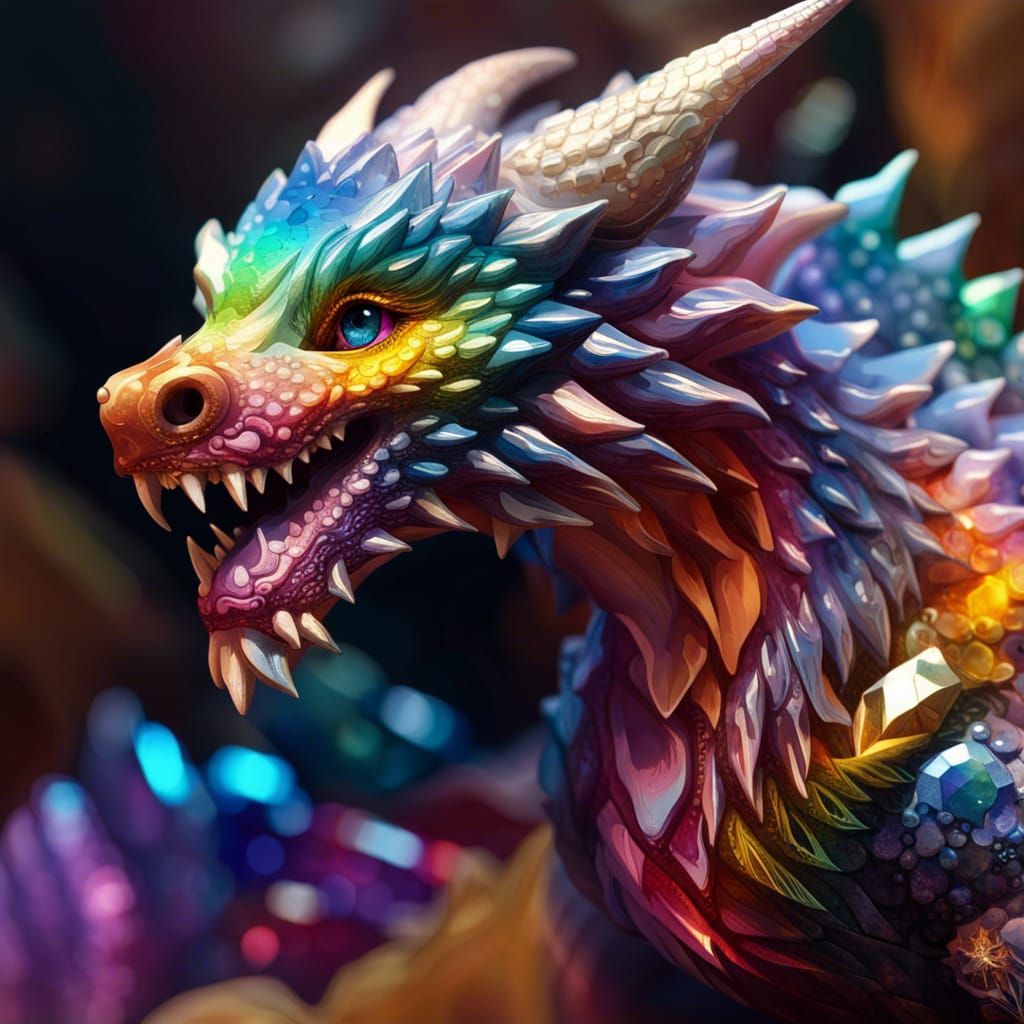 Multichromatic Geode Dragon - AI Generated Artwork - NightCafe Creator