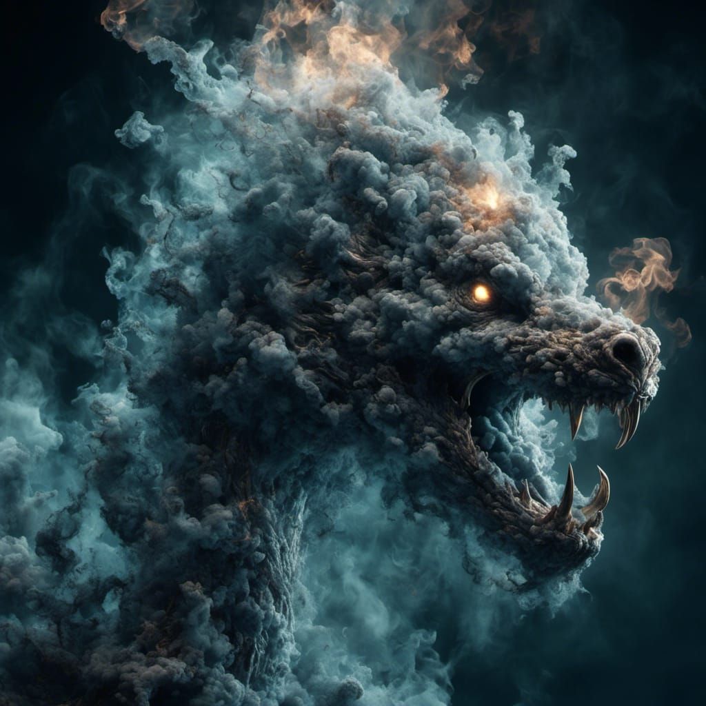 A dragon made out of smoke   by @undefined