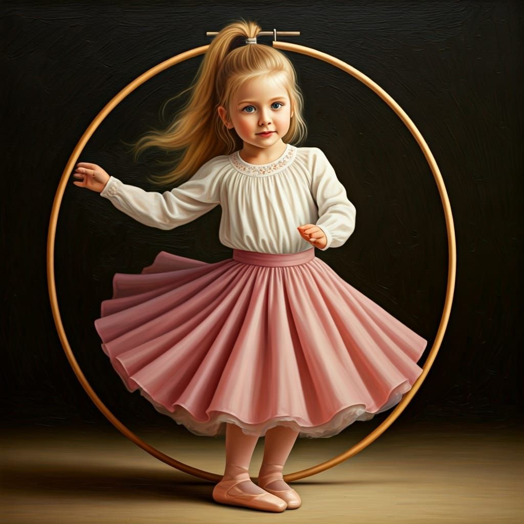Girl Dancing in Hoop: Oil Painting by James Gurney