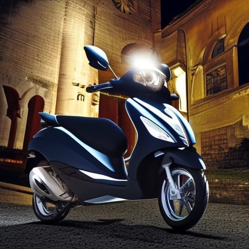 Piaggio illuminated in the dark