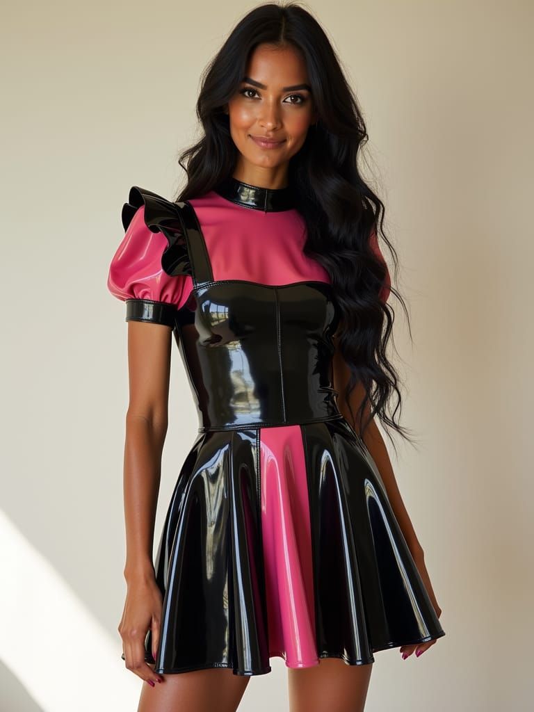 whole photo-realistic 21 year young (woman is completely in frame:1.5), she is very beautiful desi mocha skin with very long shiny hair, in...