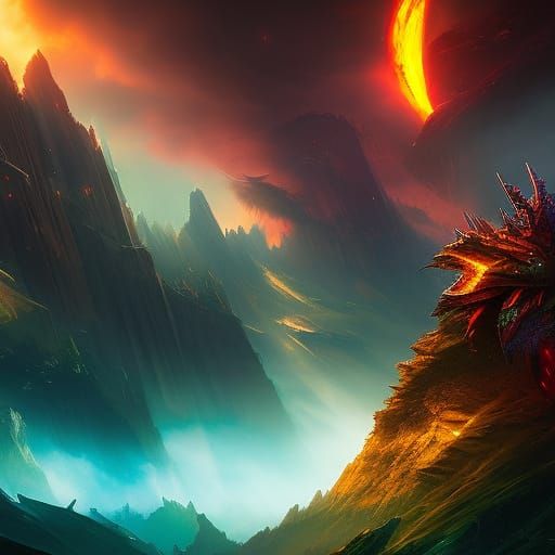 Dragon Mountains - AI Generated Artwork - NightCafe Creator