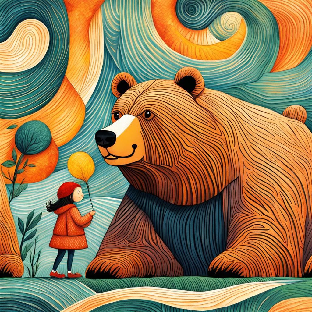  cute bear and girl   by @dariusXL