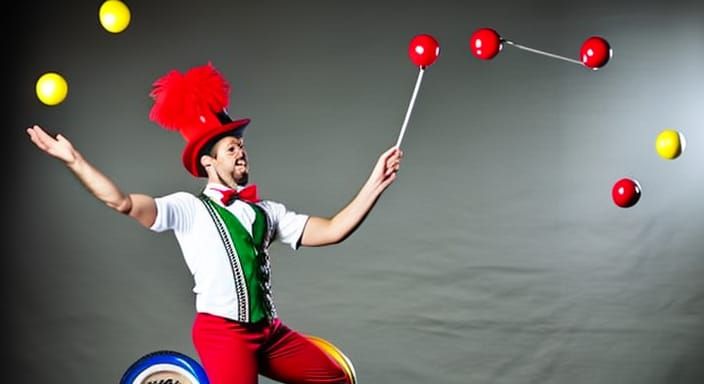 A man juggling coloured balls - AI Generated Artwork - NightCafe Creator