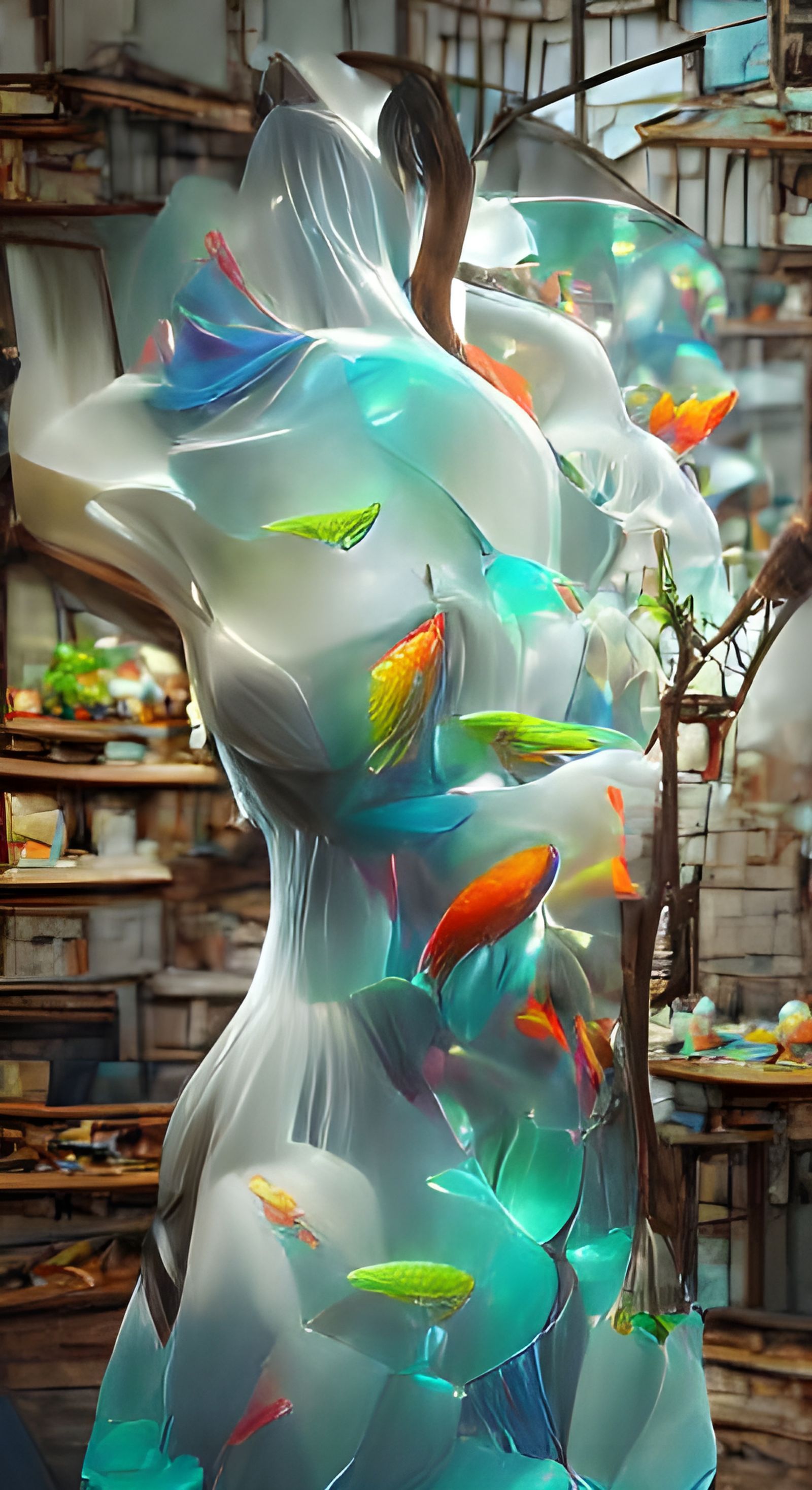 Fishies in a glass mannequin