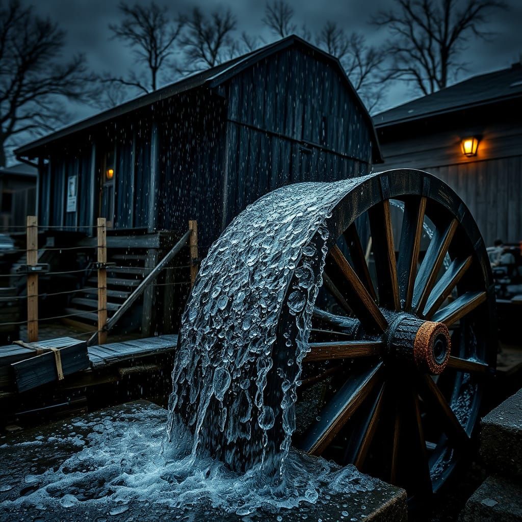 Waterwheels intricate details, HDR, beautifully shot, hyperrealistic, sharp focus, 64 megapixels, perfect ...  by @CanisLupisDude 