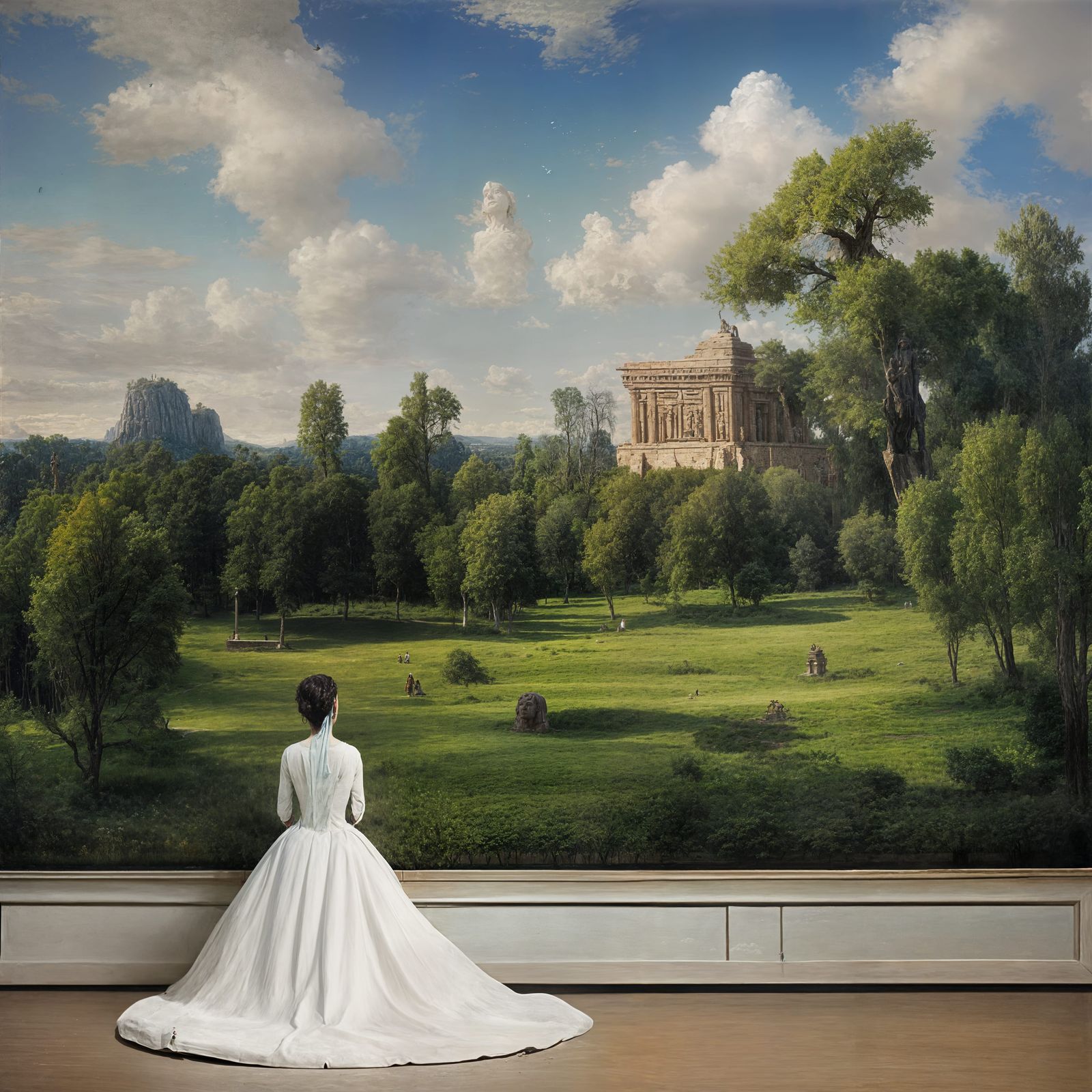 Ancient Egyptian Noble Statue with Wife and Grove