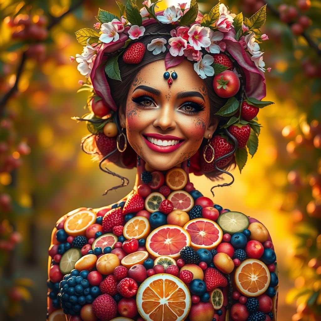 Fruit Woman in Hyperrealistic Style