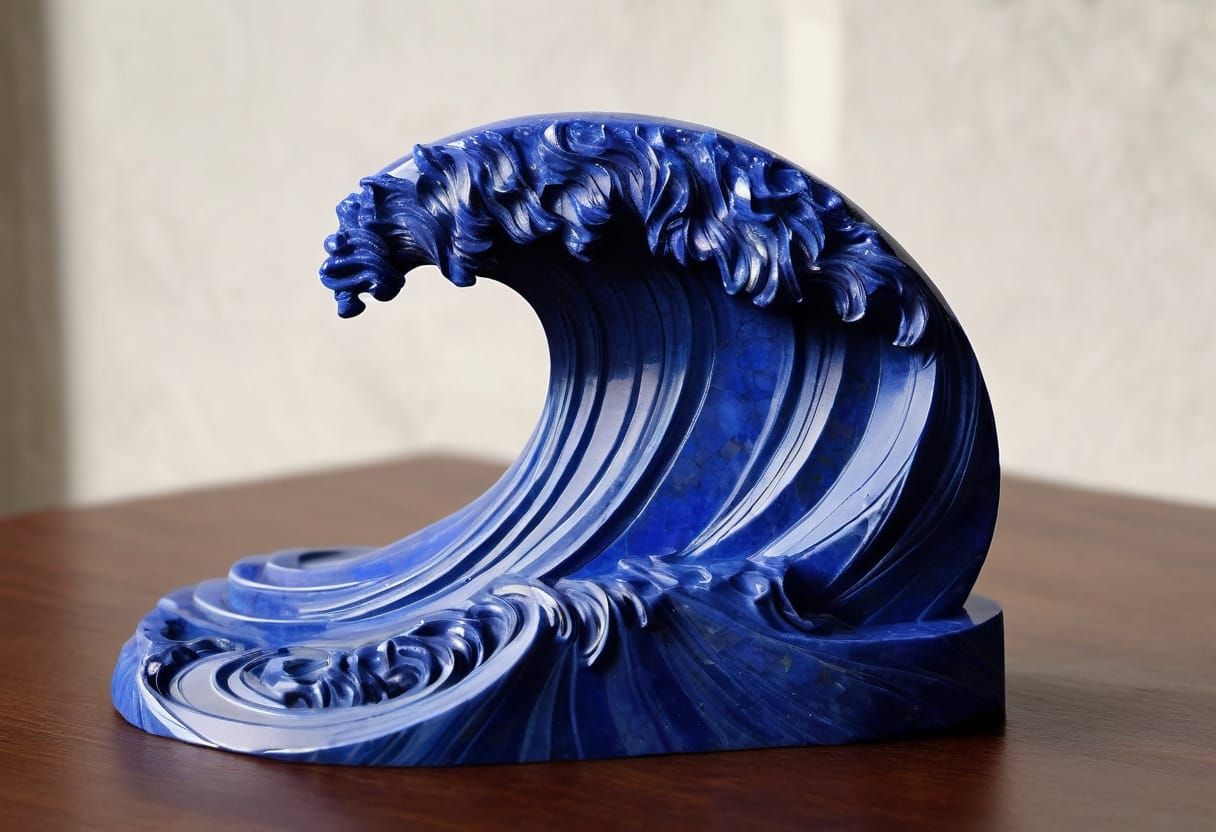 Stone Art, Lapis Lazuli carved into a wave
