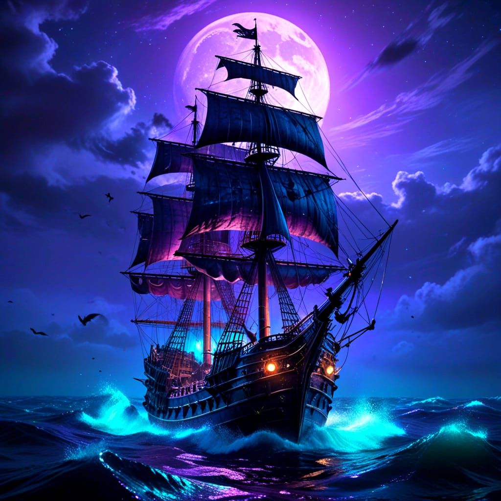 Gothic Purple Pirate Ship #2294  by @Cyborgsarj