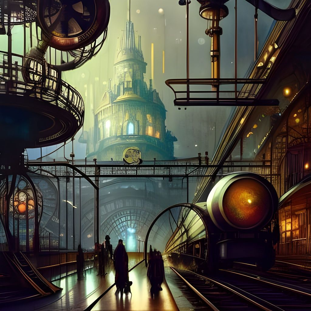 Steampunk train station  by @Indian Summer