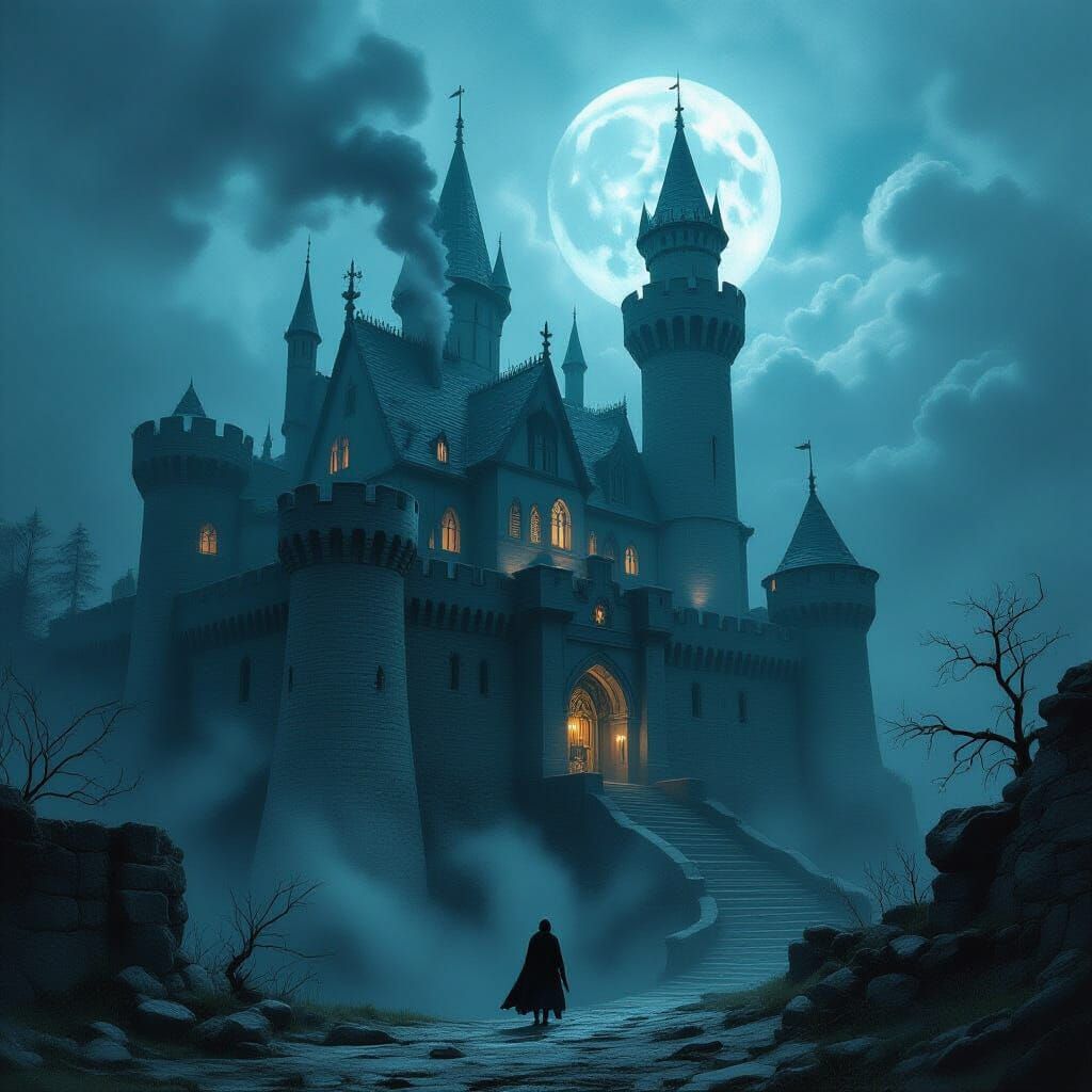 Enchanted Horror Castle in Rainbow Colors