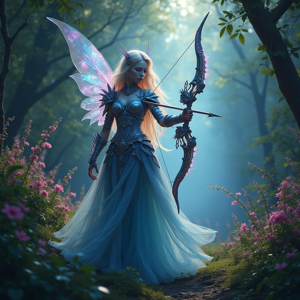 Mystical Archeress in Whimsical Forest Realm