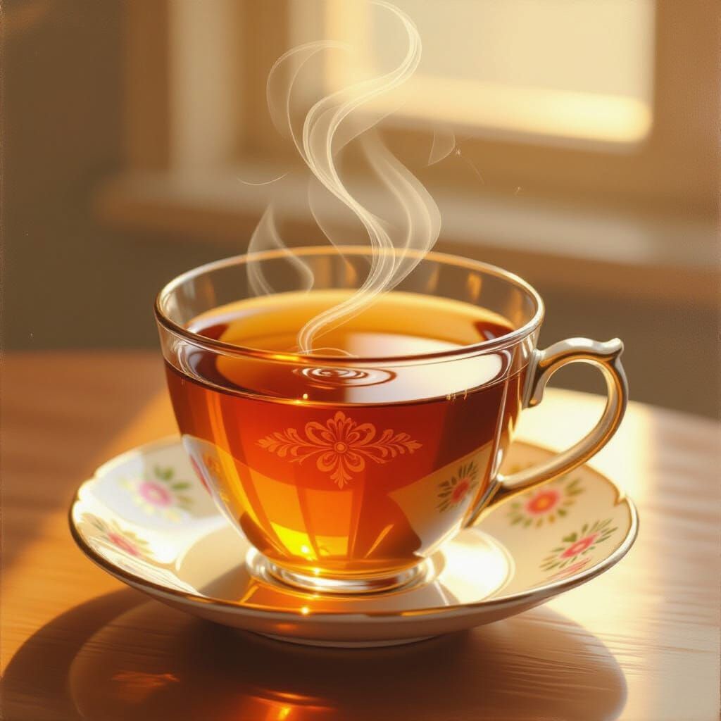 Hair in Teacup: Oil Painting with Golden Light