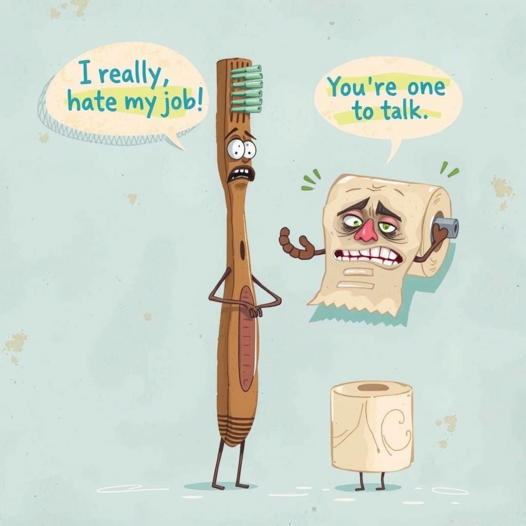 Melancholy Toothbrush Proclaims Job Despair in Whimsical Bat...