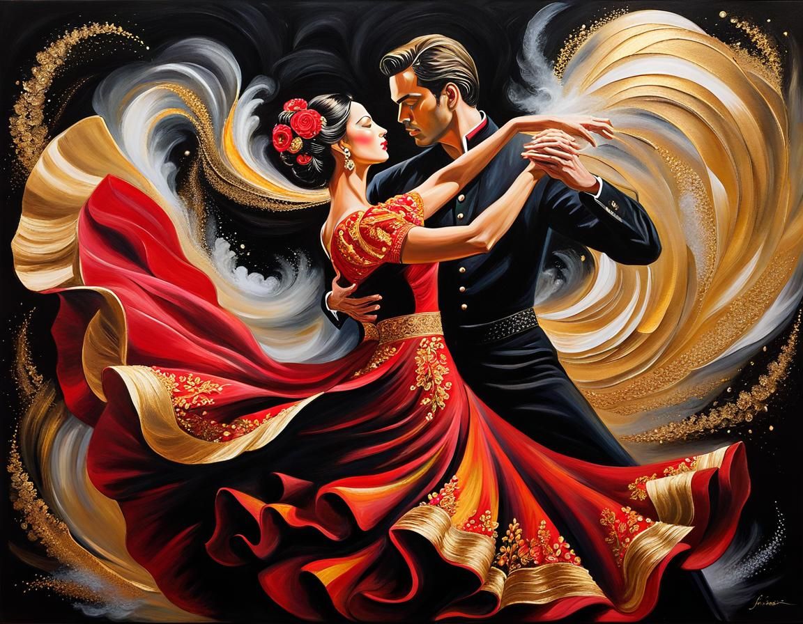 Passionate Couple Dancing the Tango  by @Gothic Art N Stuff