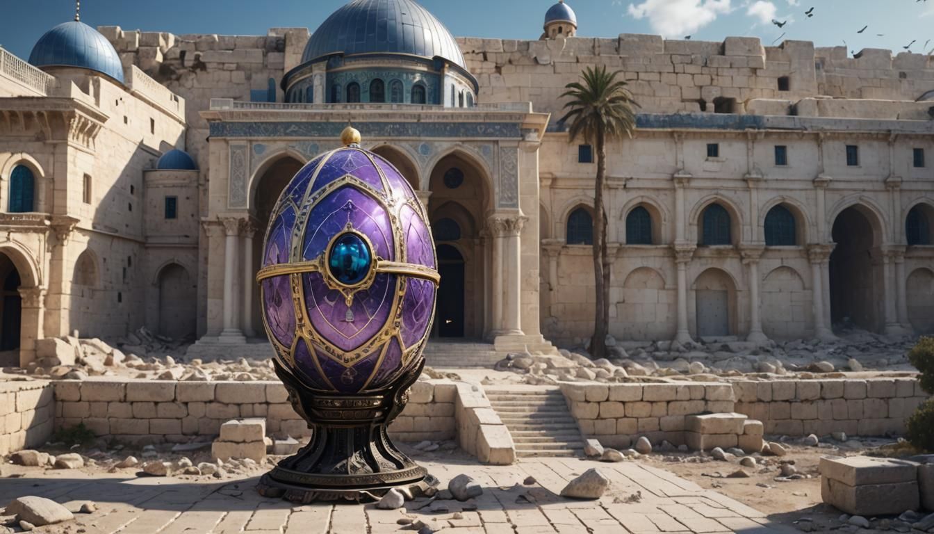 Giant Faberge egg landing on Temple Mount in Jerusalem spaceship ...