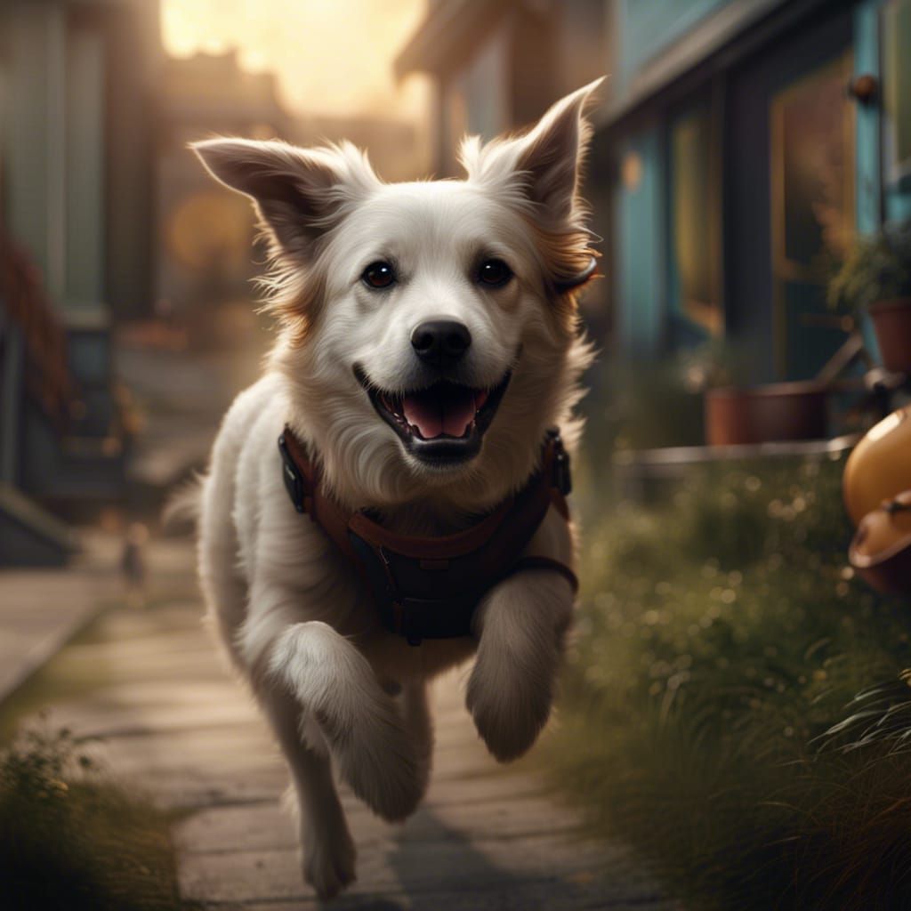 A dog runs home,
Tail wagging, tongue licking,
So happy to b...