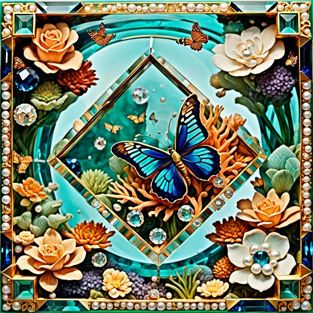 A crystal 3D shadow square box, inside is a hyper-photoreali...