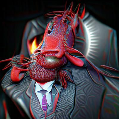 Demonic lobster in a suit 8k resolution holographic surreali...