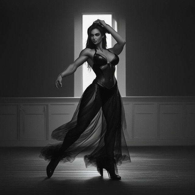 Sensual Gothic Dancer in Dark Romanticism Noir