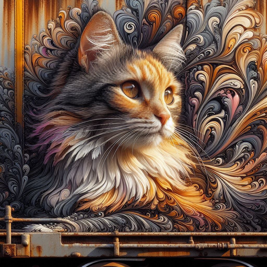 Cat graffiti on train car