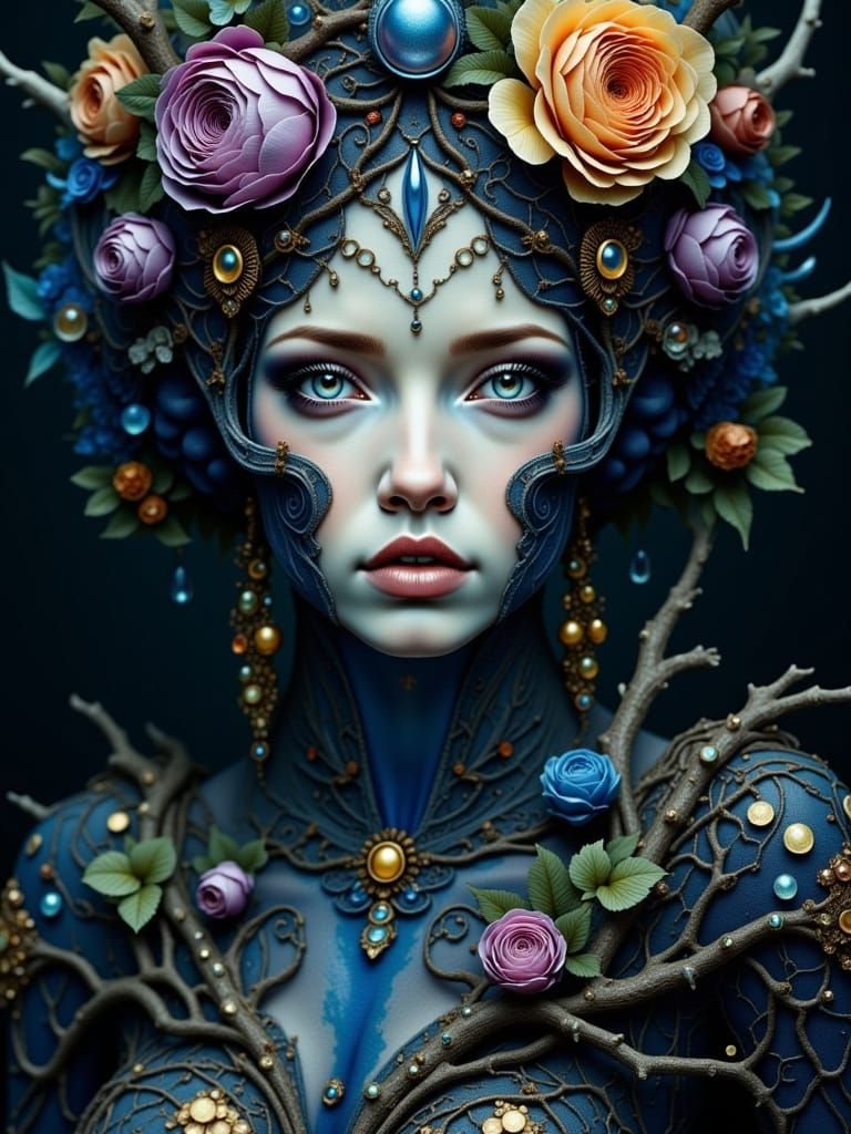 <lora:Alienesque Flux:1.0> beautiful armored bride