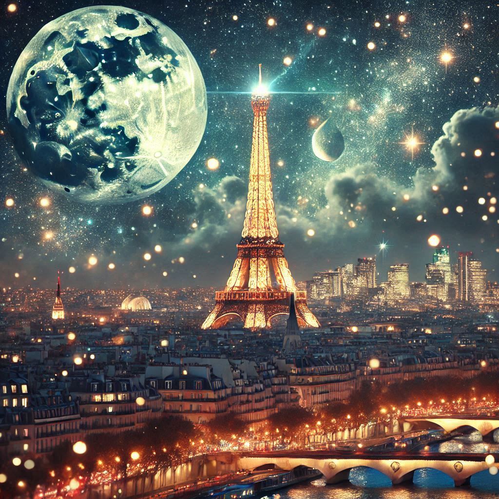 Paris cityscape at night