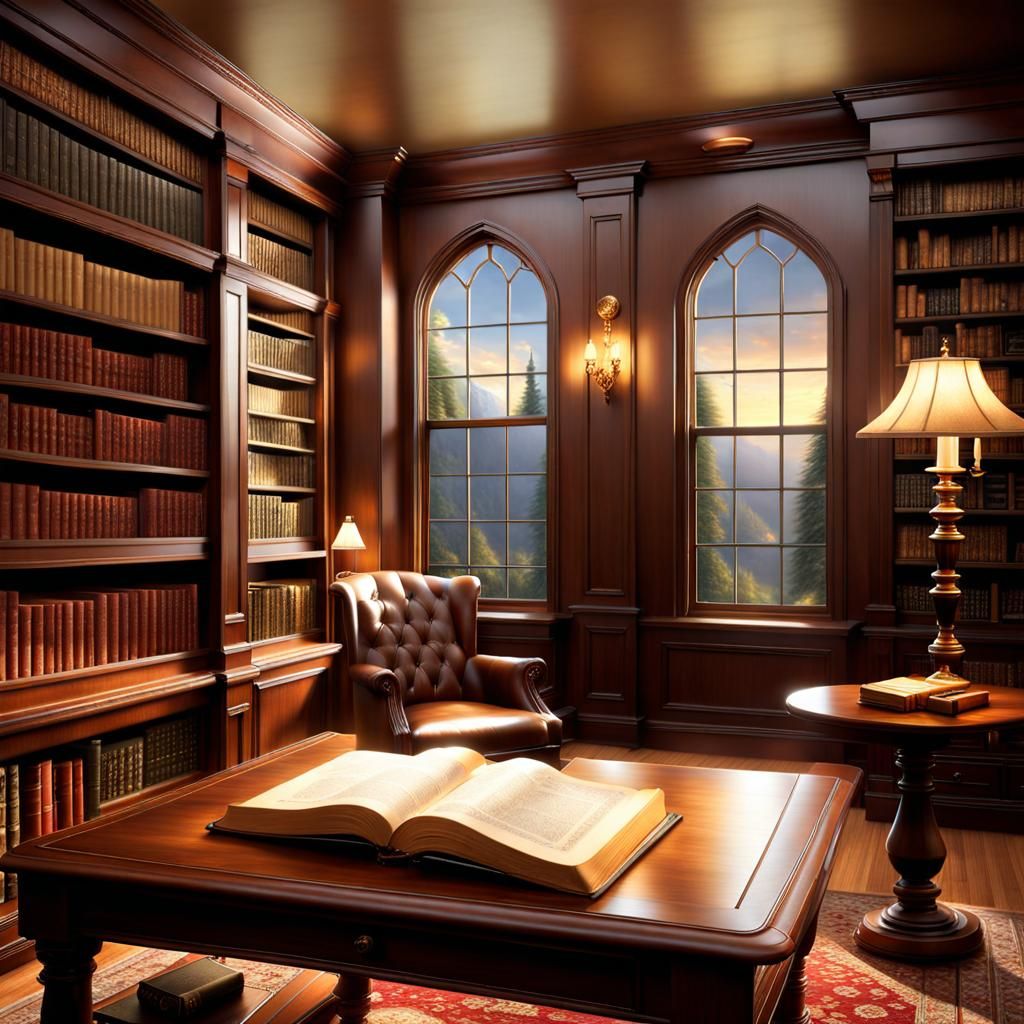 AI's Choice Challenge - ultrarealistic: cozy: home: library:...