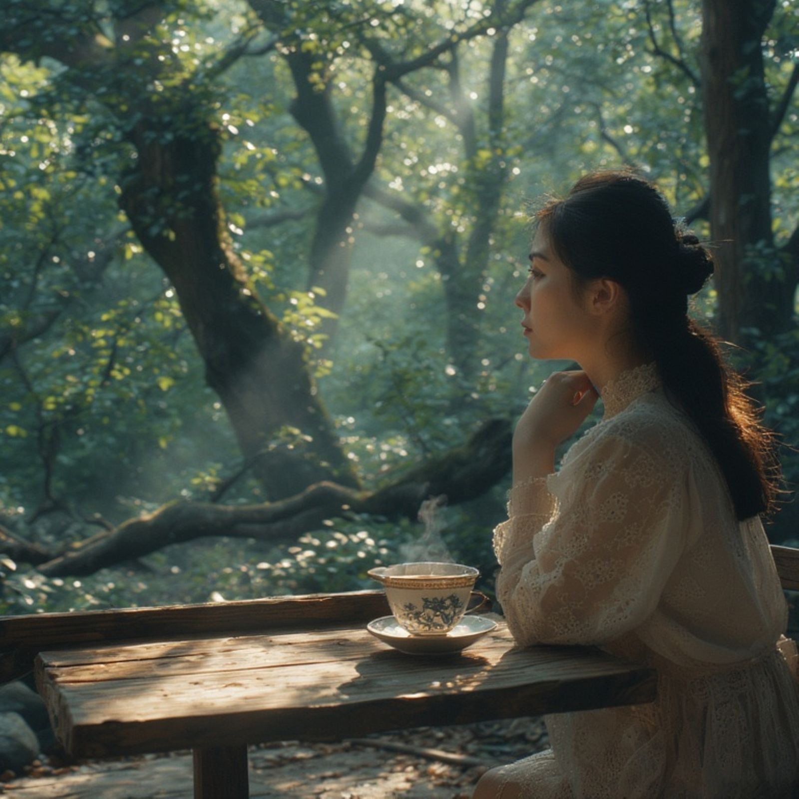 A solitary Asian woman