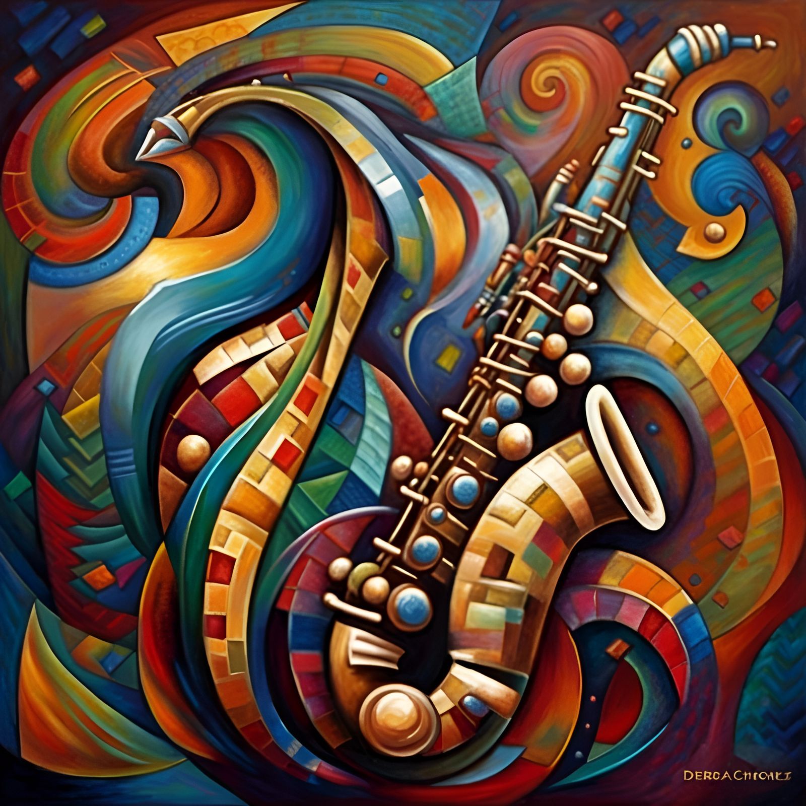 Abstract Saxophone - musical art inspired by Ricardo Chavez-Mendez and Debra Hurd  by @Jane77755